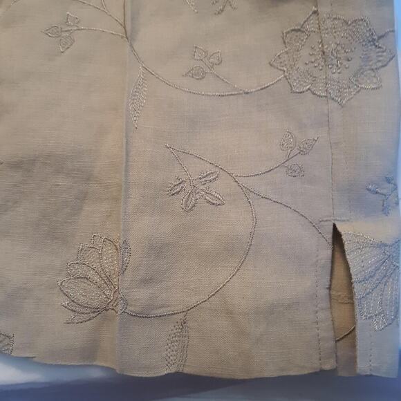 Larry Levine Petetus Embroidered Capris 8P Linen Blend 2 Faux Pockets - Picture 8 of 8